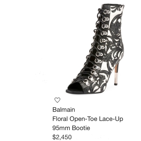 Balmain Shoes - Balmain Floral open-toe lace-up 95mm Bootie